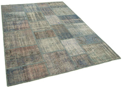 Collection of 5' 10'' x 8' 1'' Hand-Knotted Turkish Patchwork Rug in a gallery layout