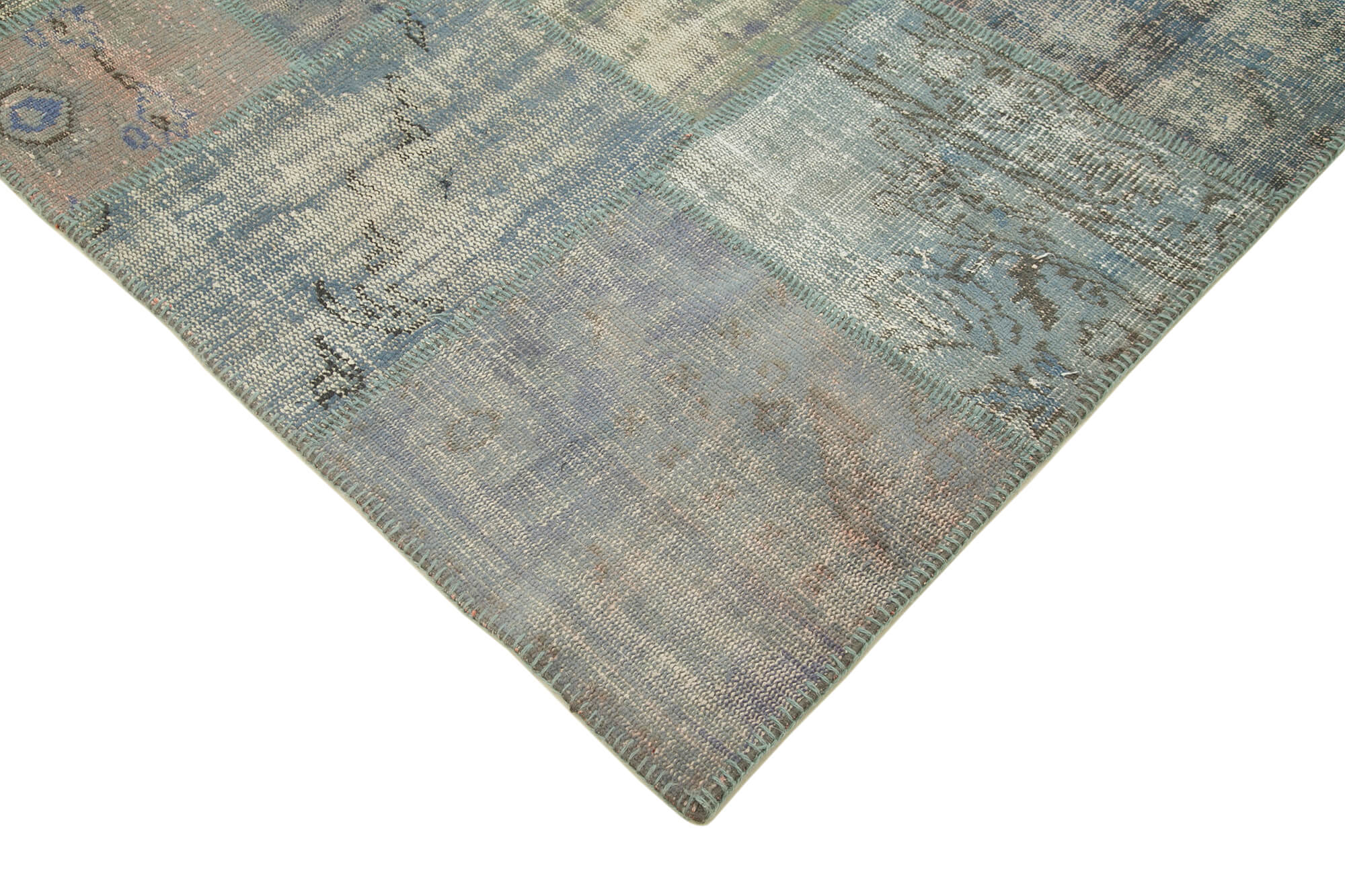 Collection of 5' 10'' x 8' 1'' Hand-Knotted Turkish Patchwork Rug in a gallery layout