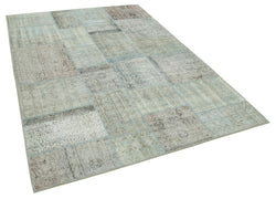 Collection of 5' 7'' x 7' 10'' Hand-Knotted Turkish Patchwork Rug in a gallery layout