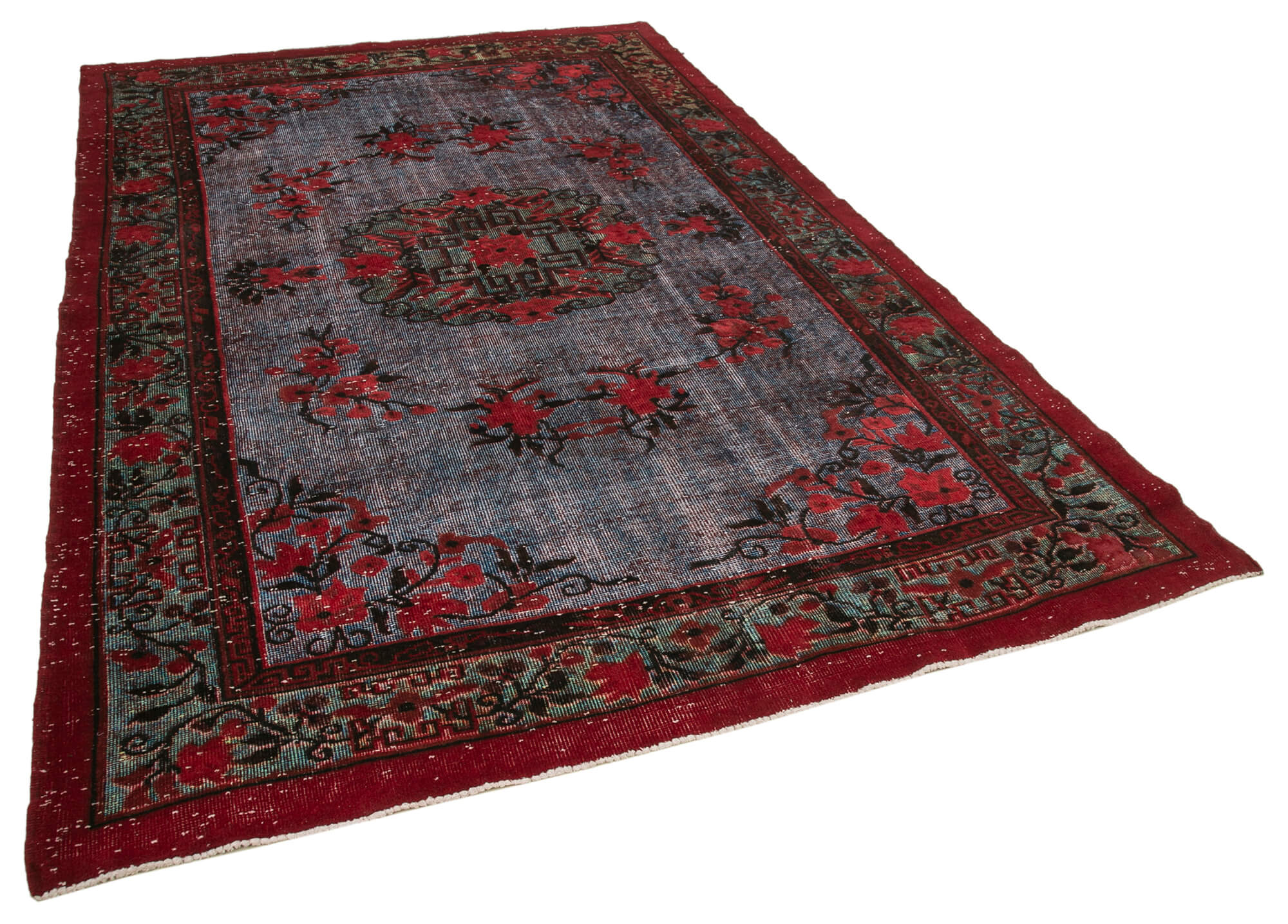 Collection of 6' 5'' x 9' 11'' Red Over-dyed Rug - 22104 in a gallery layout