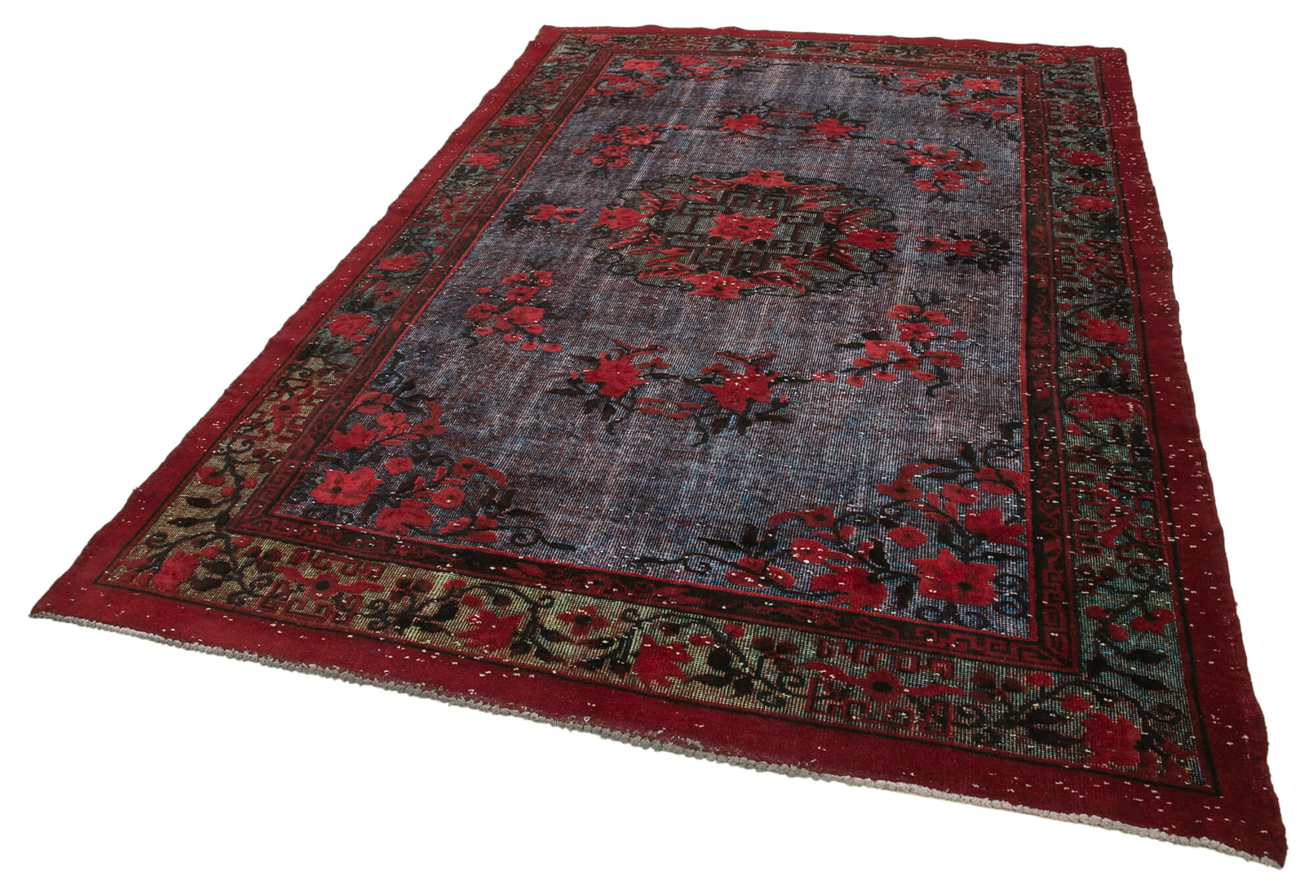 Collection of 6' 5'' x 9' 11'' Red Over-dyed Rug - 22104 in a gallery layout