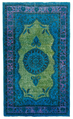 Collection of 6' 2'' x 10' 6'' Handmade Turkish Blue Rug in a gallery layout