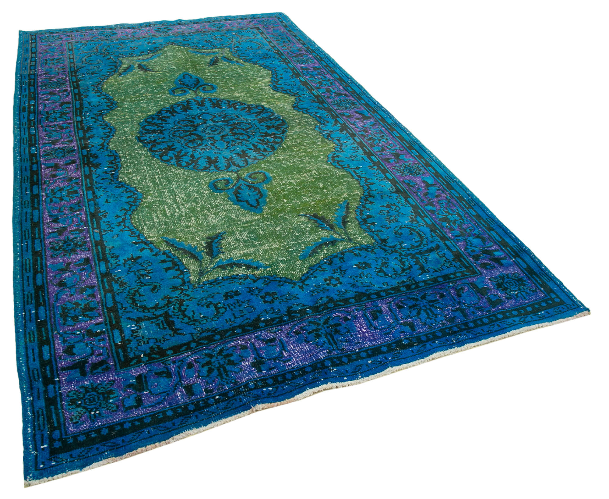 Collection of 6' 2'' x 10' 6'' Handmade Turkish Blue Rug in a gallery layout