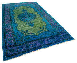 Collection of 6' 2'' x 10' 6'' Handmade Turkish Blue Rug in a gallery layout