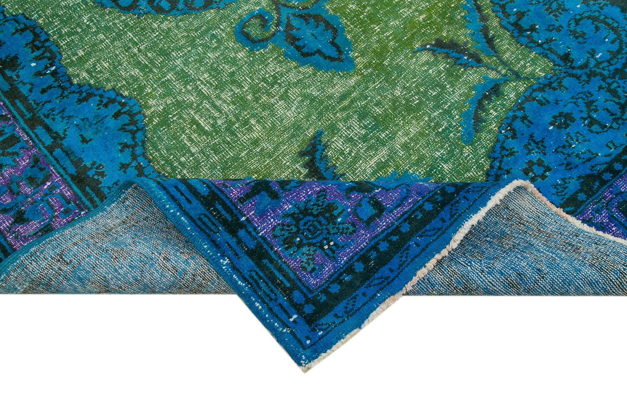 Collection of 6' 2'' x 10' 6'' Handmade Turkish Blue Rug in a gallery layout