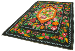 Collection of 6' 4'' x 10' 2'' Moldovan Rose Floral Kilim in a gallery layout