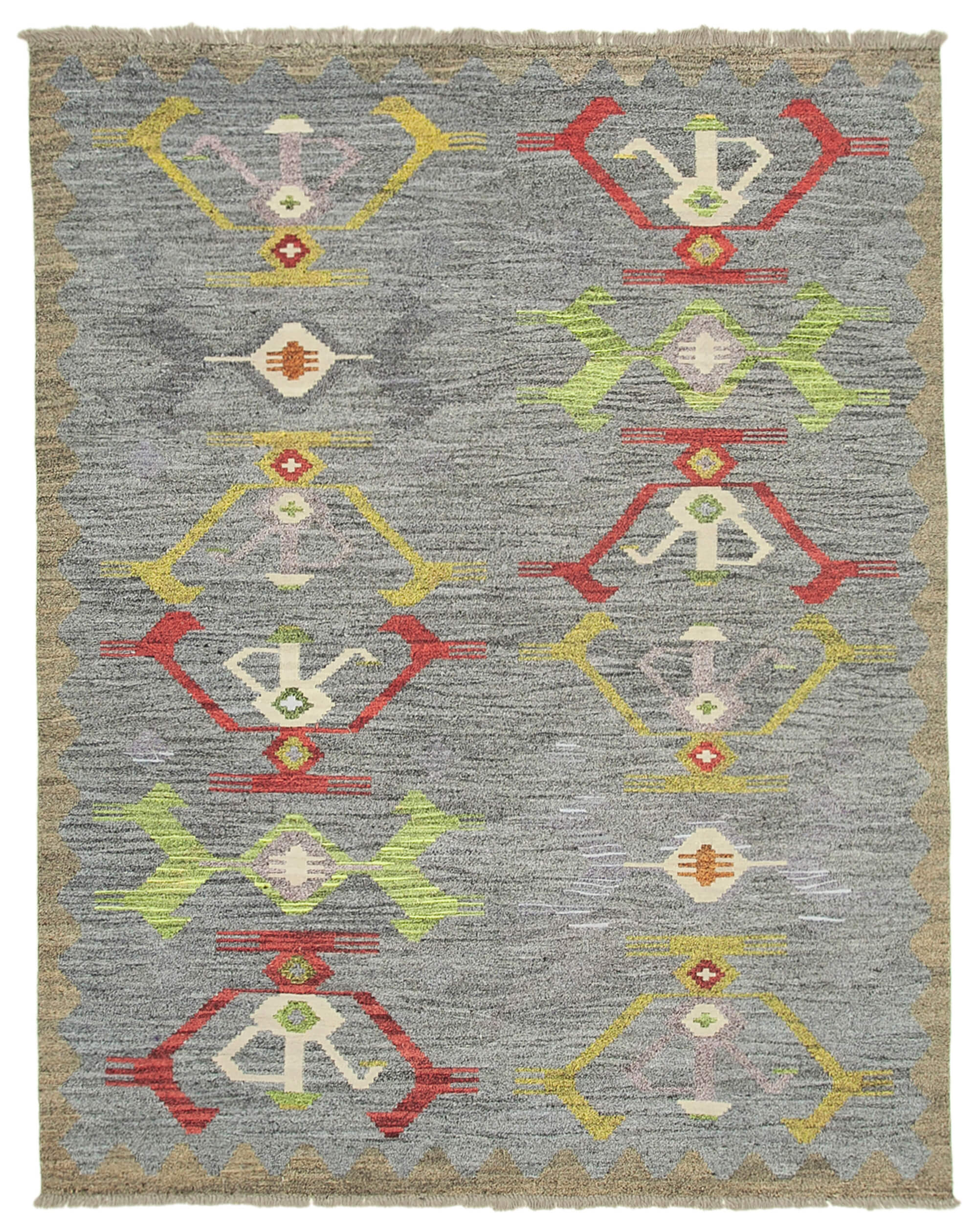 Collection of 8' 1'' x 10' 3'' Handwoven Turkish Kilim Rug in a gallery layout