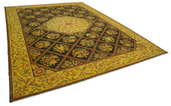 Collection of 9' 7'' x 13' 3'' Yellow Vintage Hand-Knotted Persian Rug in a gallery layout