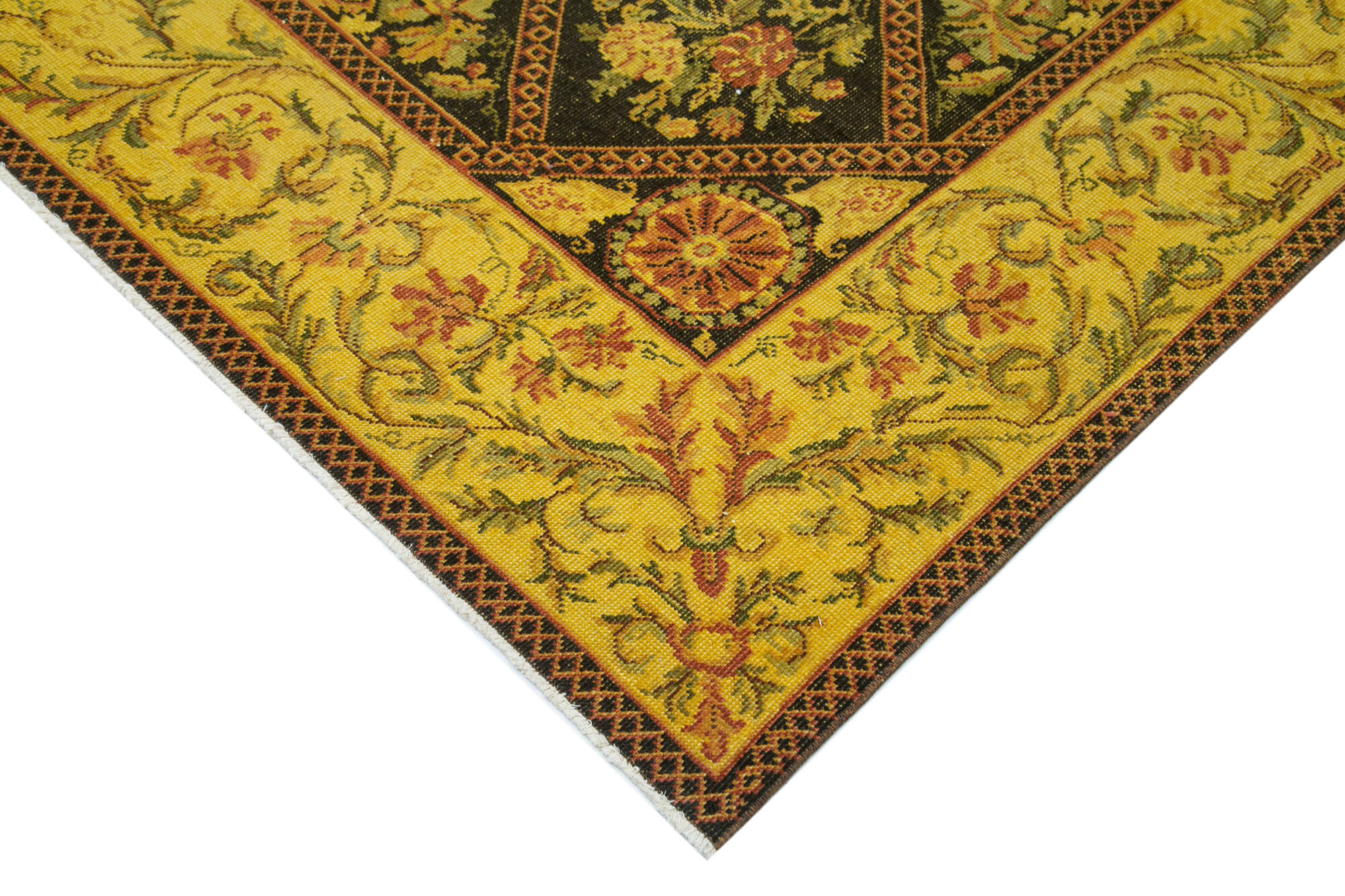 Collection of 9' 7'' x 13' 3'' Yellow Vintage Hand-Knotted Persian Rug in a gallery layout