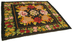 Collection of 6' 1'' x 6' 5'' Handmade Moldovan Kilim in a gallery layout