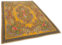 Collection of 6' x 9' 2'' Floral Handwoven Wool Kilim Rug in a gallery layout