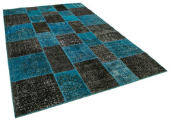 Collection of 6' 7'' x 9' 9'' Hand-Knotted Turkish Patchwork Rug in a gallery layout