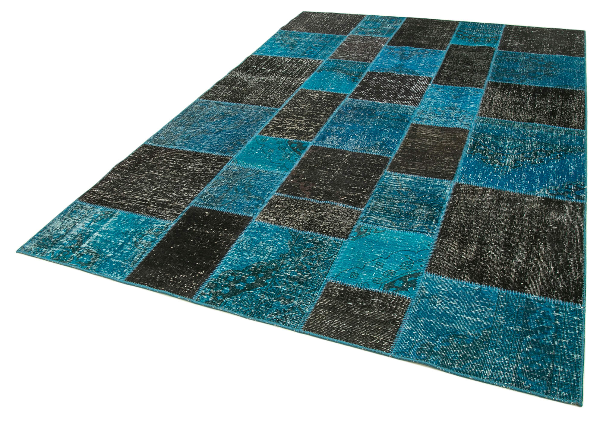 Collection of 6' 7'' x 9' 9'' Hand-Knotted Turkish Patchwork Rug in a gallery layout