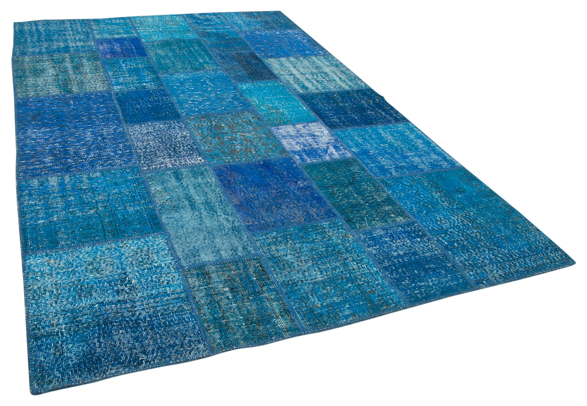 Collection of 6' 9'' x 10' 0'' Hand-Knotted Turkish Patchwork Rug in a gallery layout