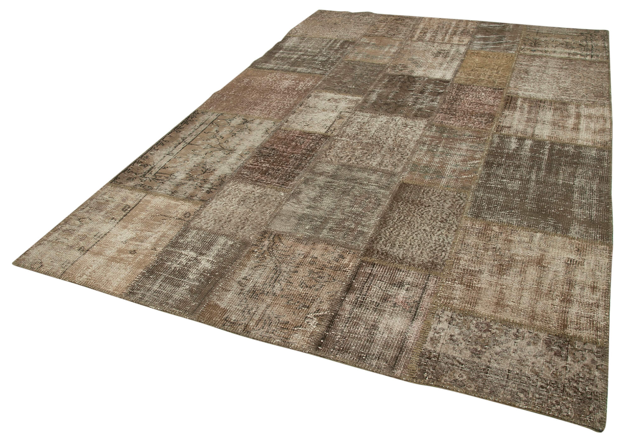 Collection of 6' 8'' x 9' 11'' Hand-Knotted Turkish Patchwork Rug in a gallery layout