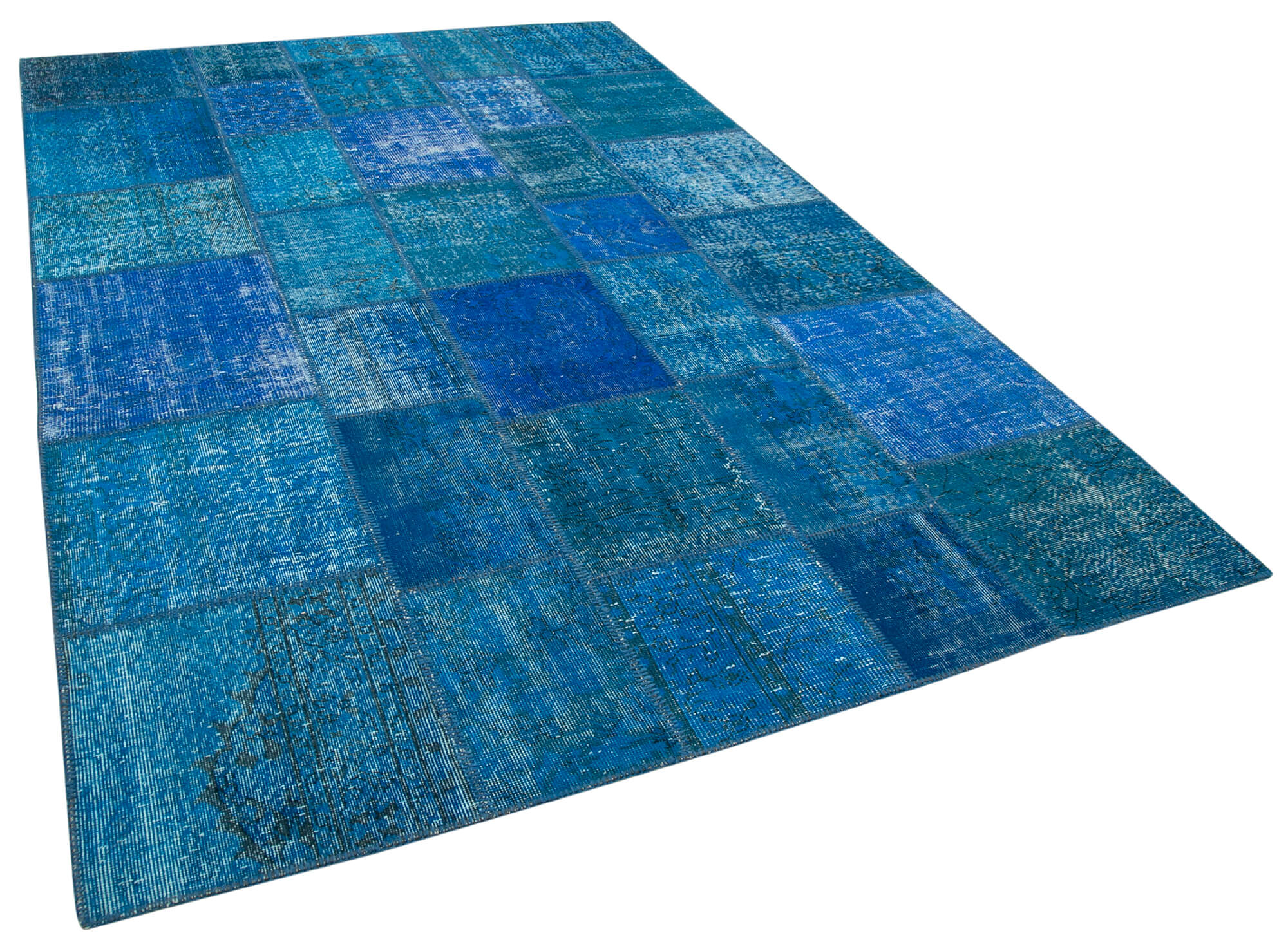 Collection of 6' 9'' x 9' 9'' Hand-Knotted Turkish Patchwork Rug in a gallery layout