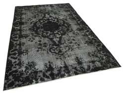 Collection of 5' 8'' x 8' 10'' Over-dyed Turkish Black Rug in a gallery layout