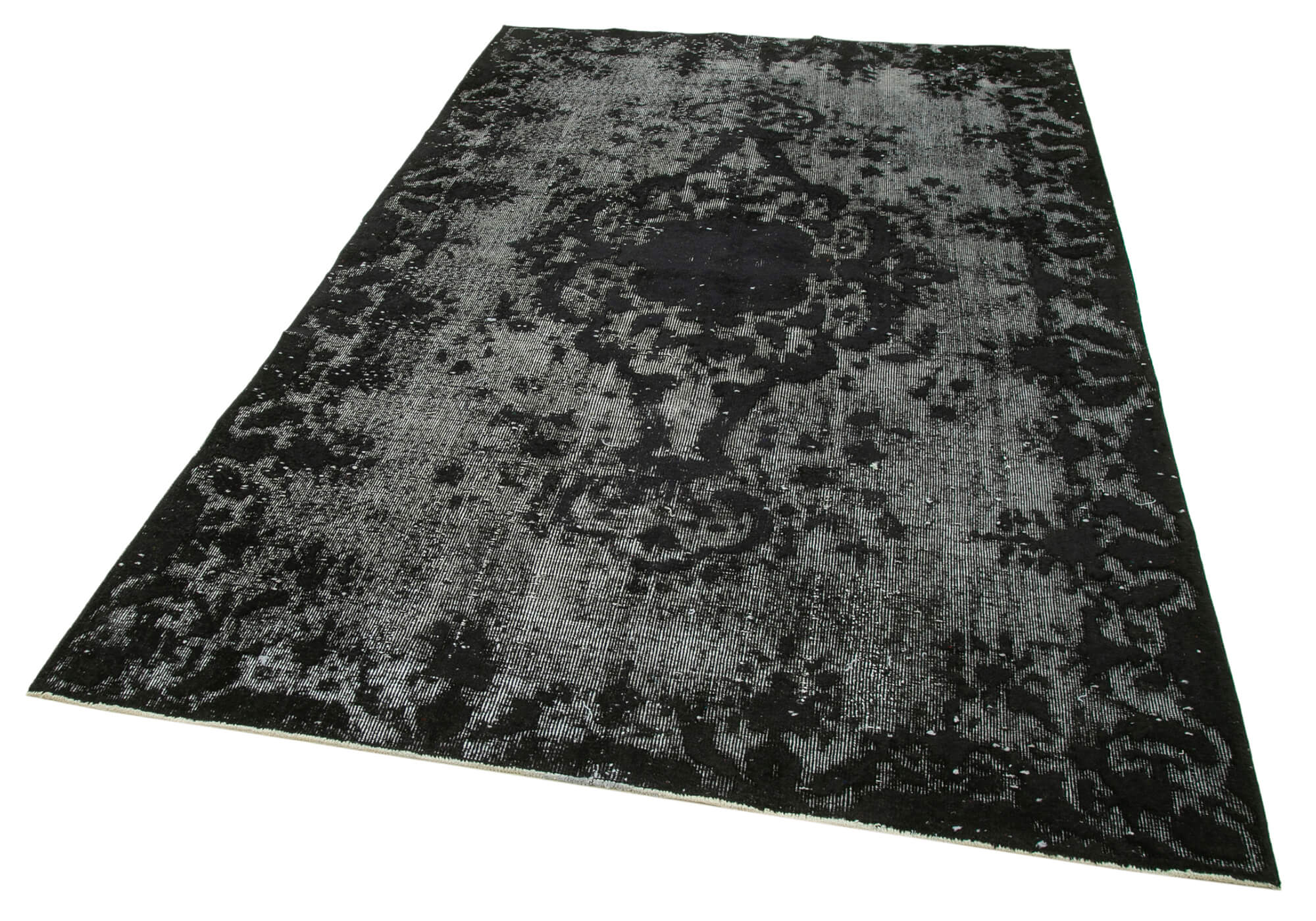 Collection of 5' 8'' x 8' 10'' Over-dyed Turkish Black Rug in a gallery layout