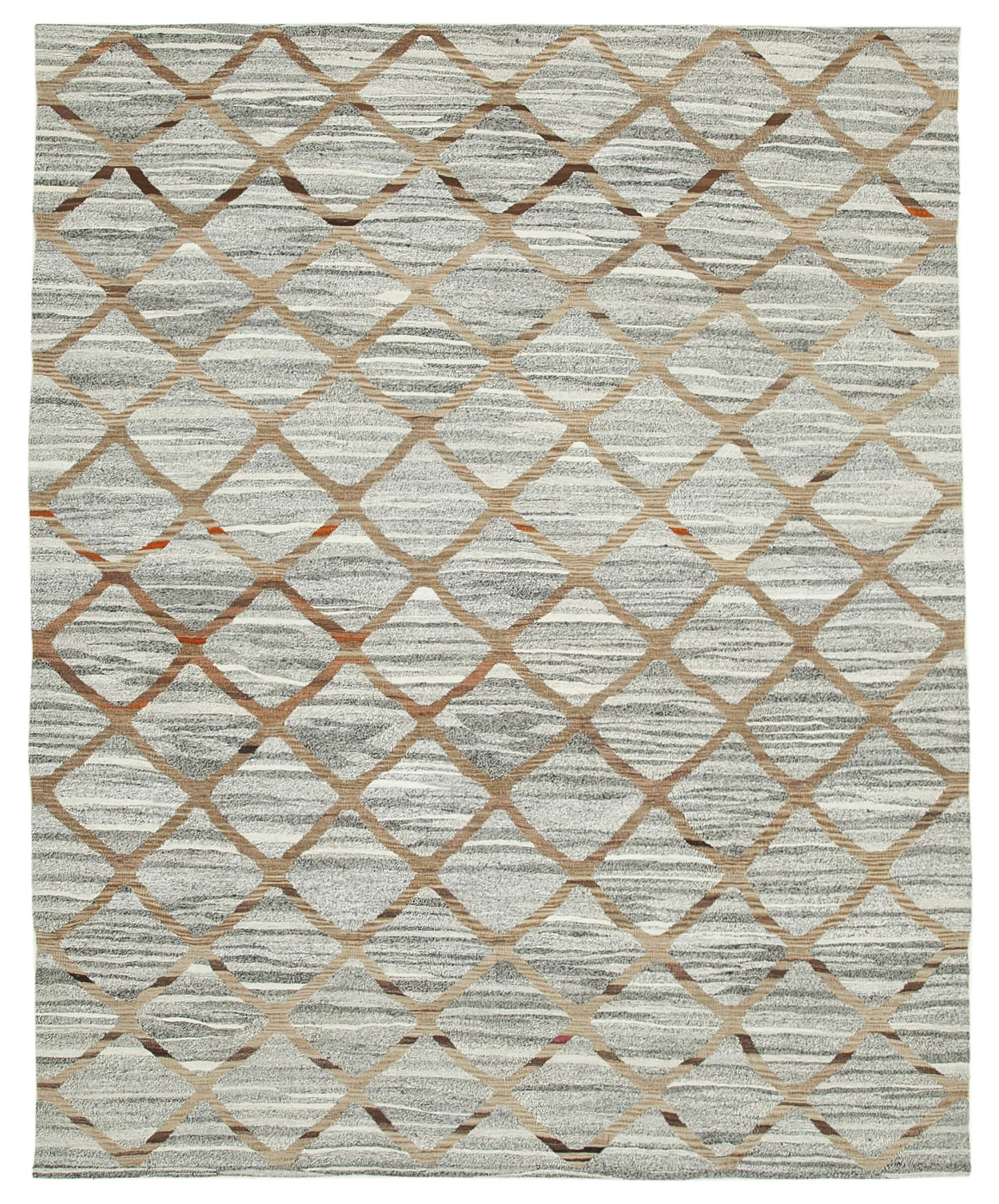 Collection of 8' 2'' x 10' 1'' Handwoven Turkish Kilim Rug in a gallery layout