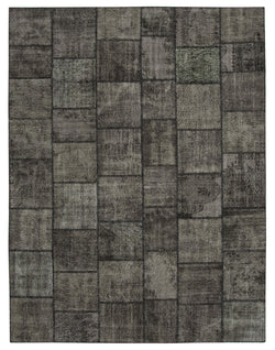 Collection of 9' 11'' x 13' 2'' Black Patchwork Rug in a gallery layout