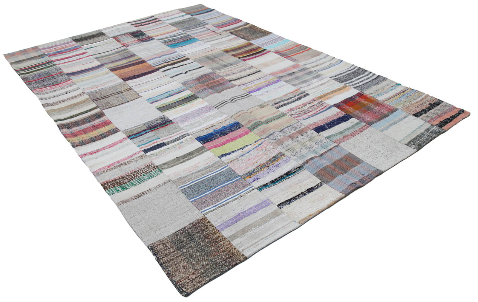 Collection of 6' 8'' x 9' 11'' Vintage Turkish Patchwork Kilim Rug in a gallery layout