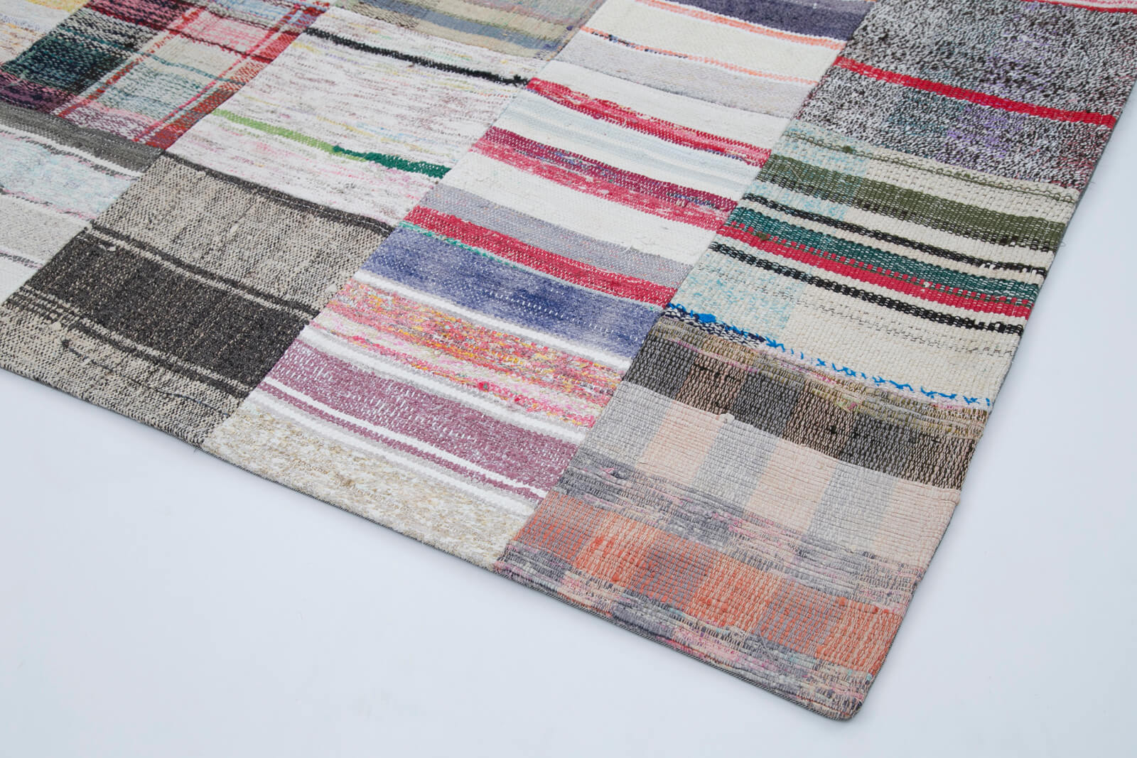 Collection of 6' 8'' x 9' 11'' Vintage Turkish Patchwork Kilim Rug in a gallery layout