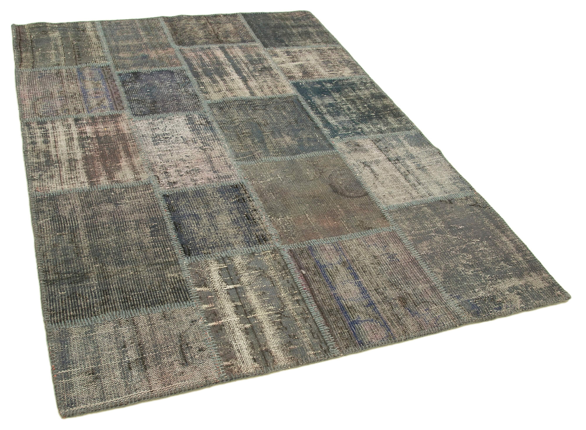 Collection of 4' 11'' x 6' 10'' Hand-Knotted Turkish Patchwork Rug in a gallery layout