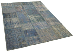 Collection of 4' 11'' x 6' 8'' Hand-Knotted Turkish Patchwork Rug in a gallery layout