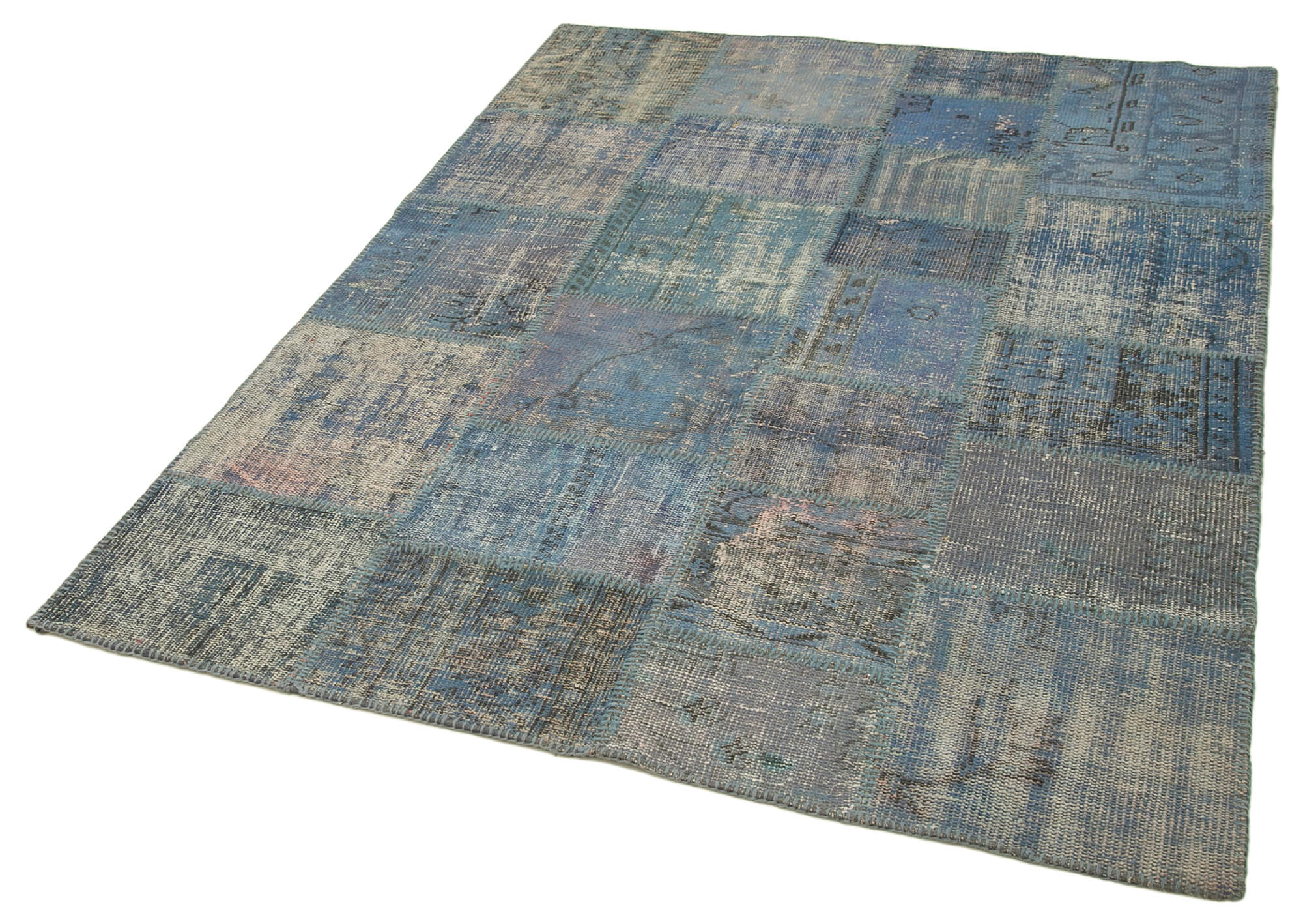 Collection of 4' 11'' x 6' 8'' Hand-Knotted Turkish Patchwork Rug in a gallery layout