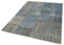 Collection of 4' 11'' x 6' 8'' Hand-Knotted Turkish Patchwork Rug in a gallery layout