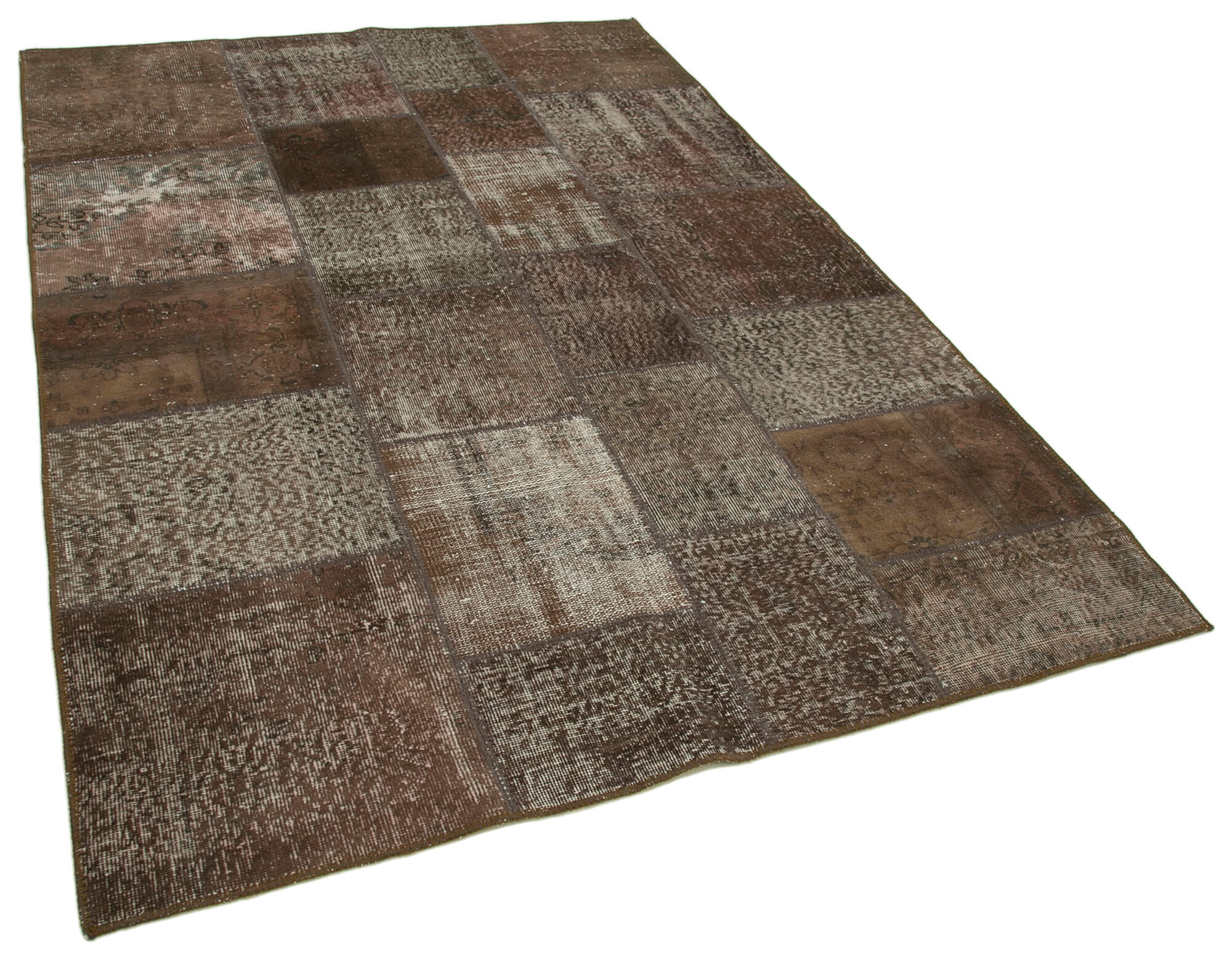 Collection of 5' 7'' x 8' 0'' Hand-Knotted Turkish Patchwork Rug in a gallery layout