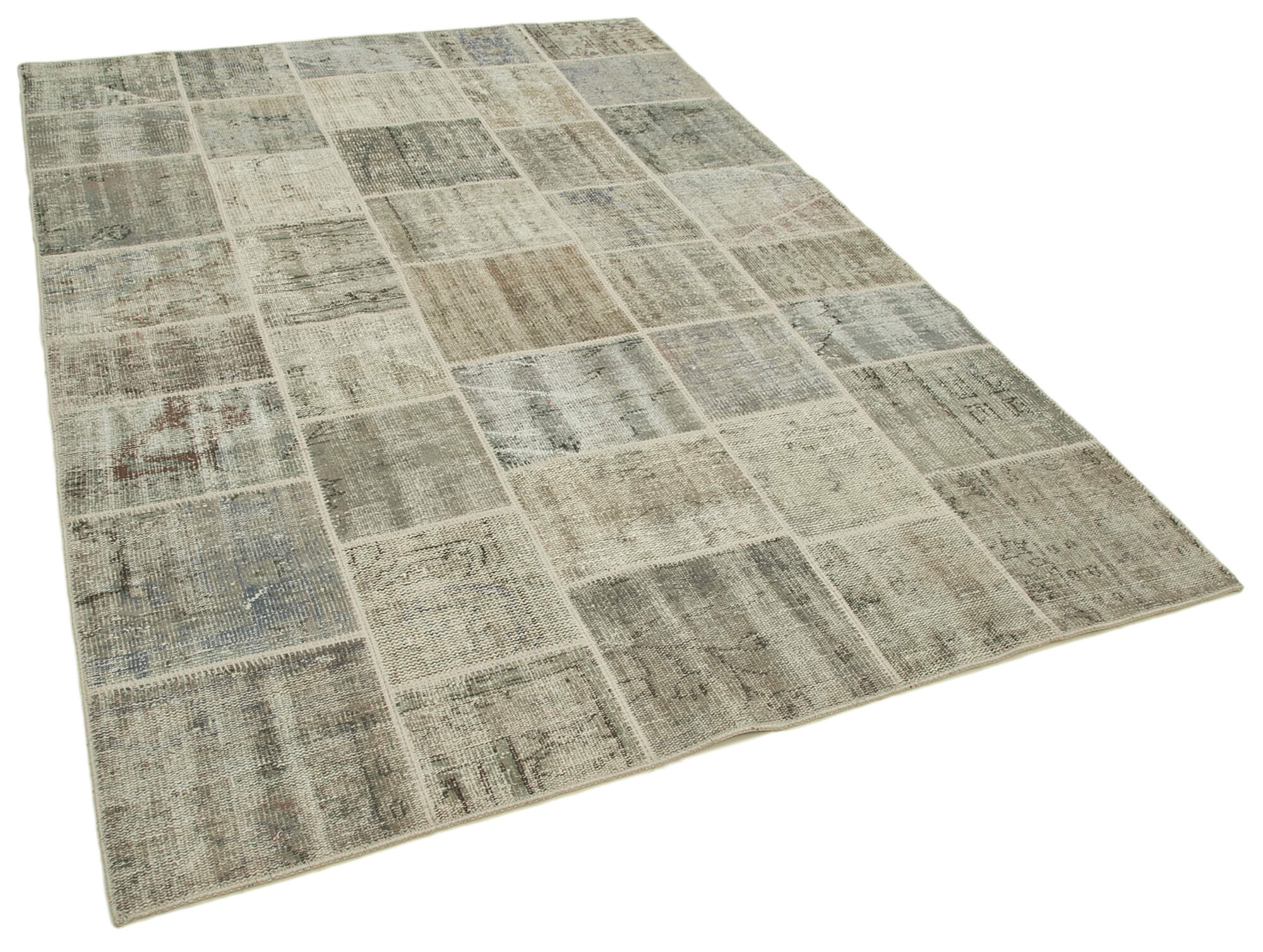 Collection of 5' 8'' x 8' 1'' Hand-Knotted Turkish Patchwork Rug in a gallery layout