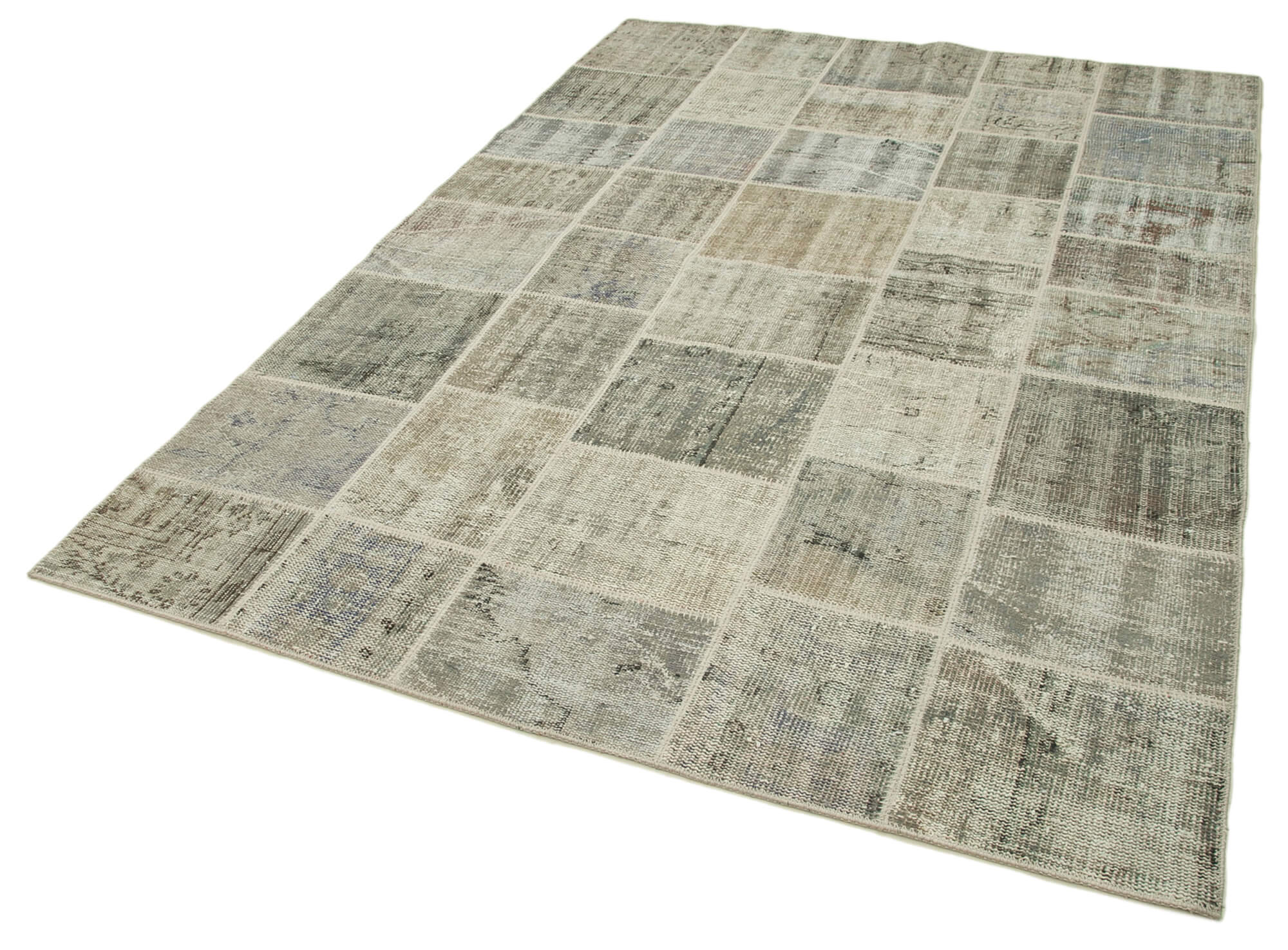 Collection of 5' 8'' x 8' 1'' Hand-Knotted Turkish Patchwork Rug in a gallery layout