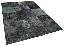 Collection of 5' 7'' x 7' 11'' Hand-Knotted Turkish Patchwork Rug in a gallery layout