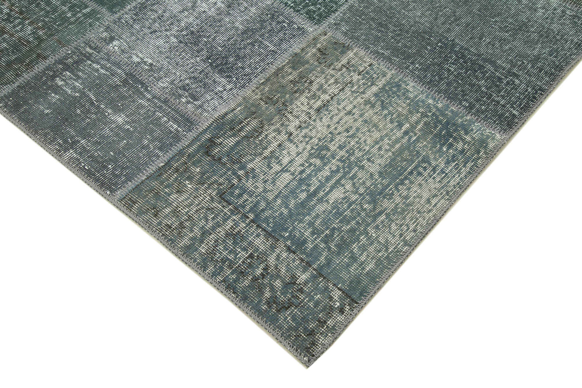 Collection of 5' 7'' x 7' 10'' Hand-Knotted Turkish Patchwork Rug in a gallery layout