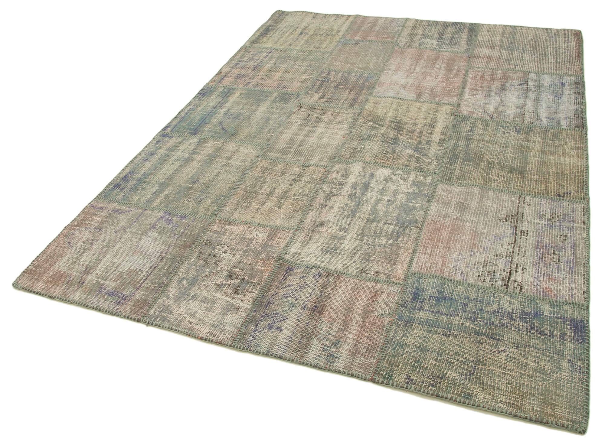 Collection of 5' 9'' x 8' 0'' Hand-Knotted Turkish Patchwork Rug in a gallery layout