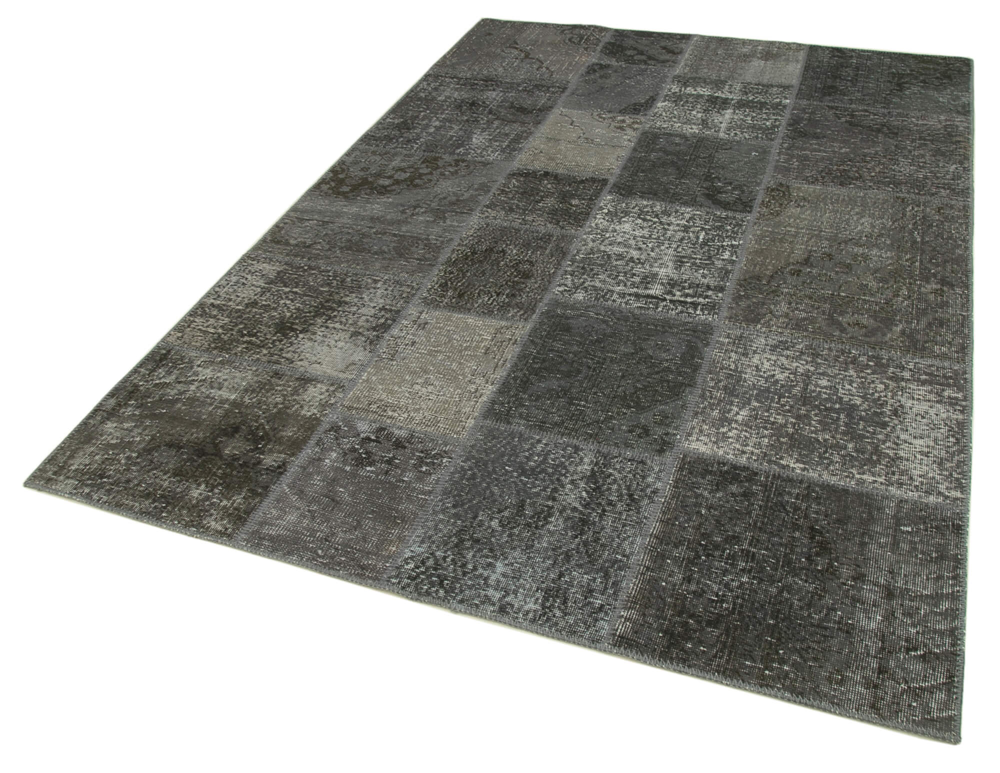 Collection of 5' 7'' x 8' 0'' Hand-Knotted Turkish Patchwork Rug in a gallery layout