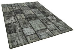 Collection of 5' 11'' x 8' 2'' Hand-Knotted Turkish Patchwork Rug in a gallery layout