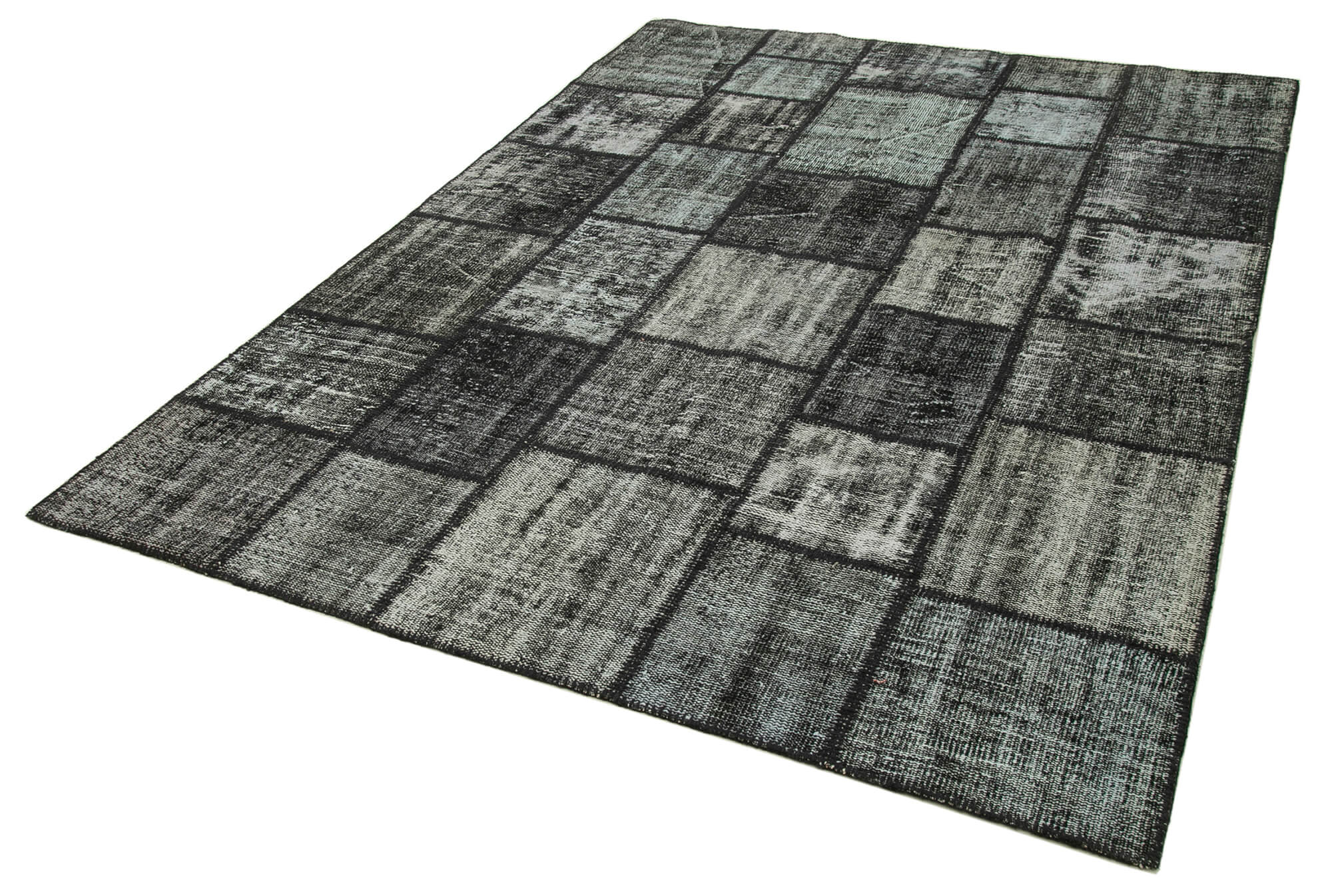 Collection of 5' 11'' x 8' 2'' Hand-Knotted Turkish Patchwork Rug in a gallery layout