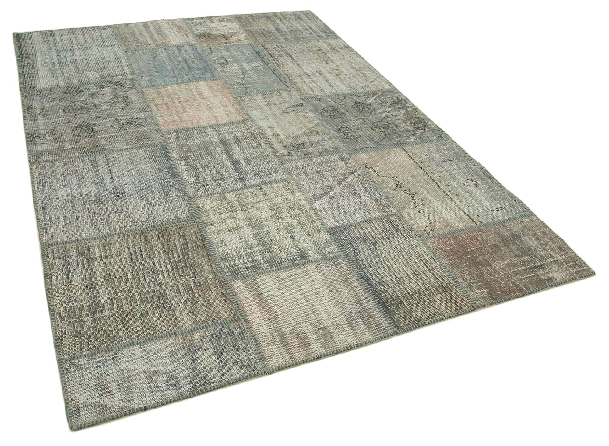 Collection of 5' 9'' x 7' 11'' Hand-Knotted Turkish Patchwork Rug in a gallery layout