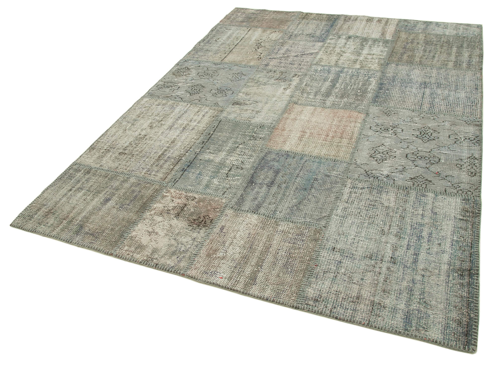 Collection of 5' 9'' x 7' 11'' Hand-Knotted Turkish Patchwork Rug in a gallery layout