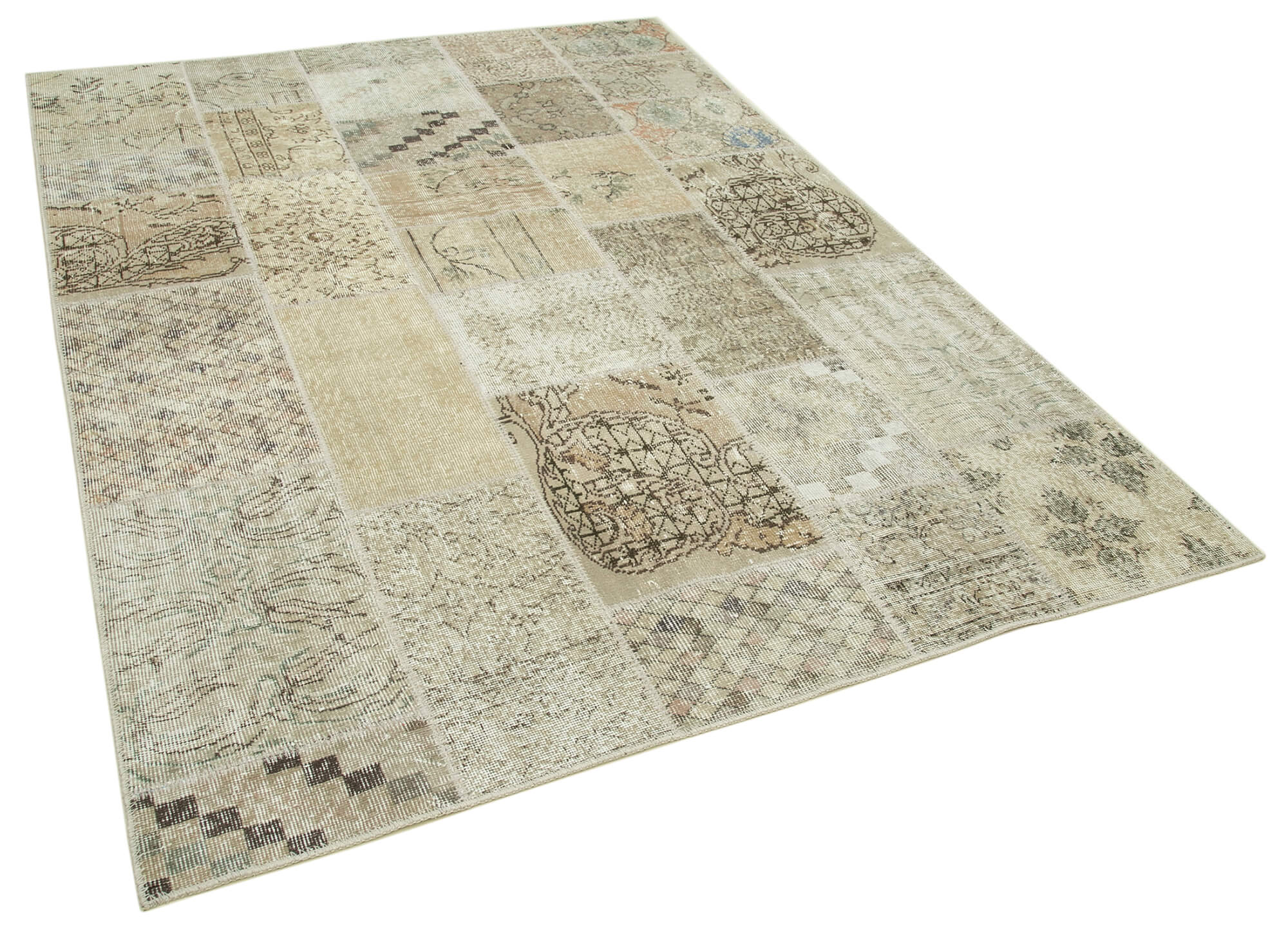 Collection of 5' 8'' x 7' 10'' Hand-Knotted Turkish Patchwork Rug in a gallery layout