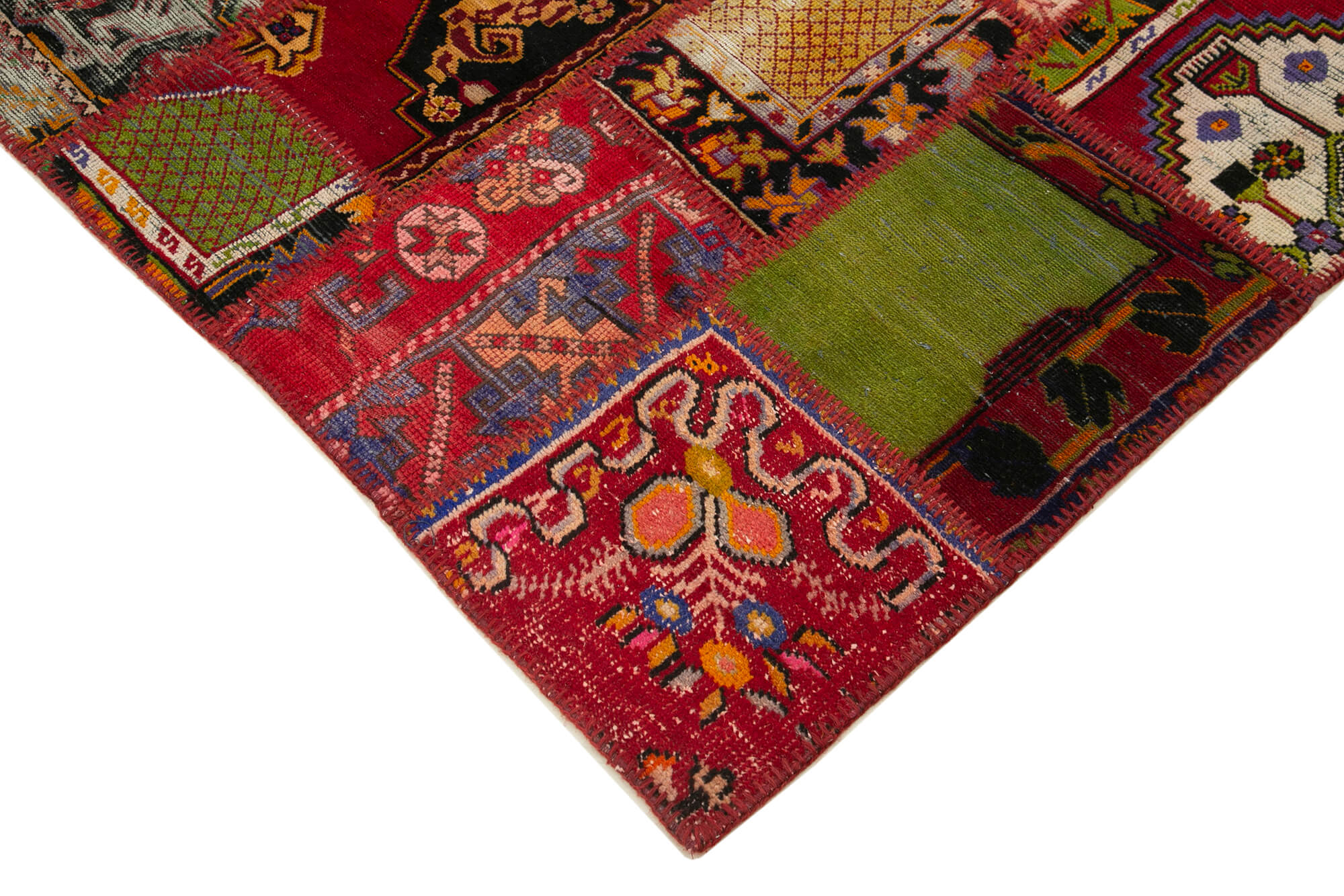 Collection of 4' 6'' x 6' 8'' Hand-Knotted Turkish Patchwork Rug in a gallery layout