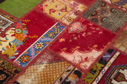 Collection of 4' 6'' x 6' 8'' Hand-Knotted Turkish Patchwork Rug in a gallery layout