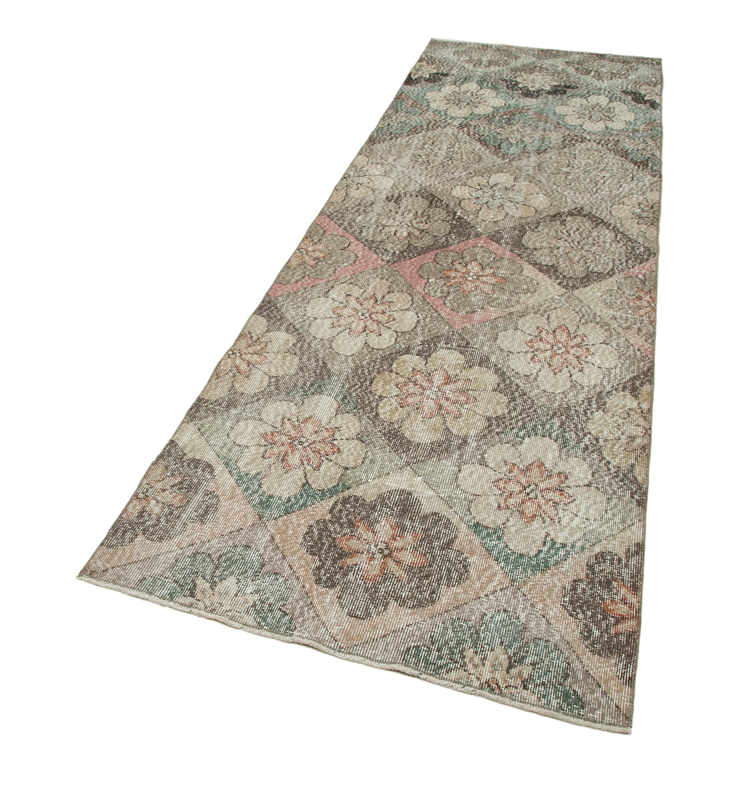 Collection of 3' 3'' x 10' 6'' Hand-Knotted Turkish Boho Rug in a gallery layout