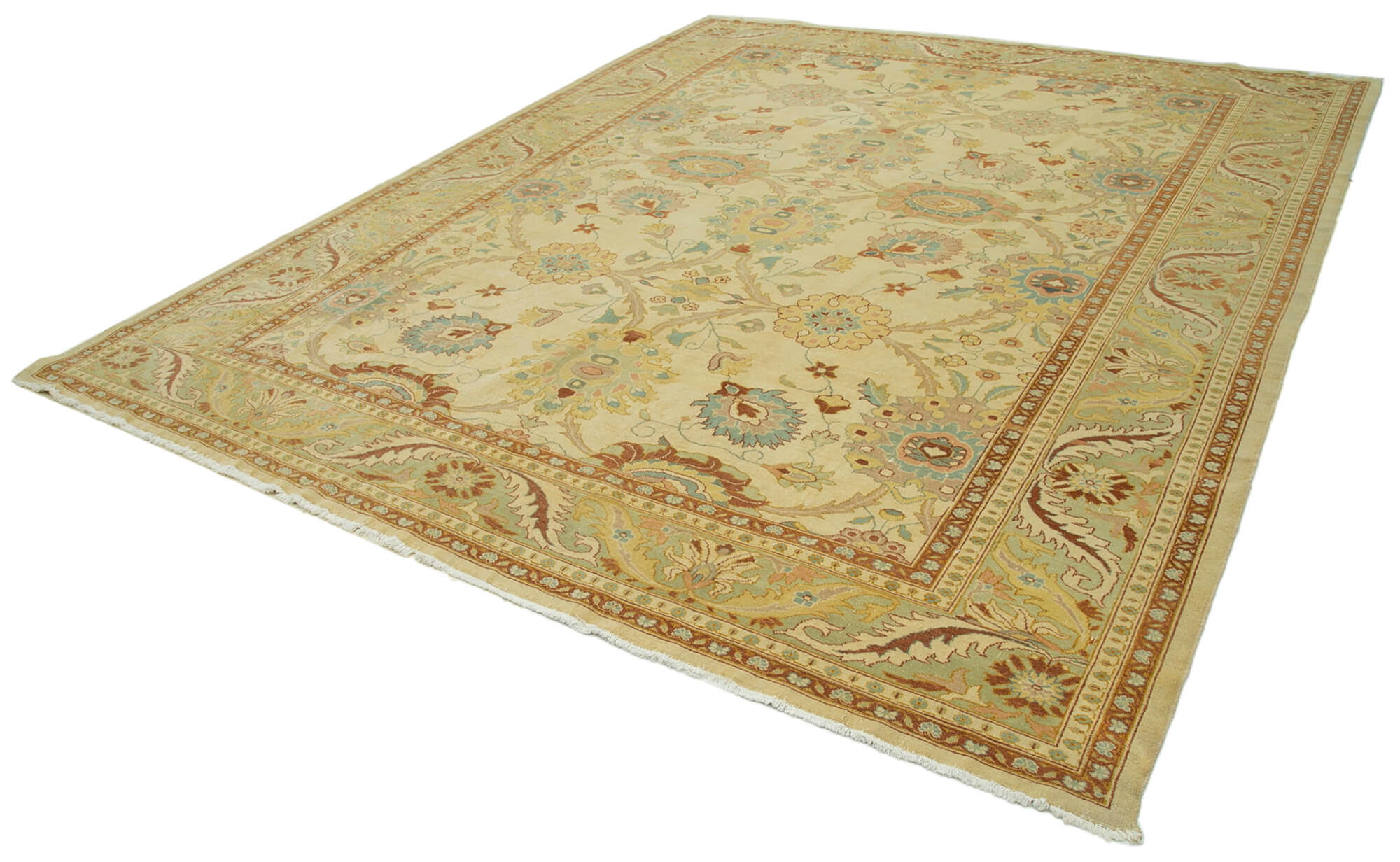 Collection of 9' 8'' x 11' 7'' Hand-Knotted Oushak Rug in a gallery layout