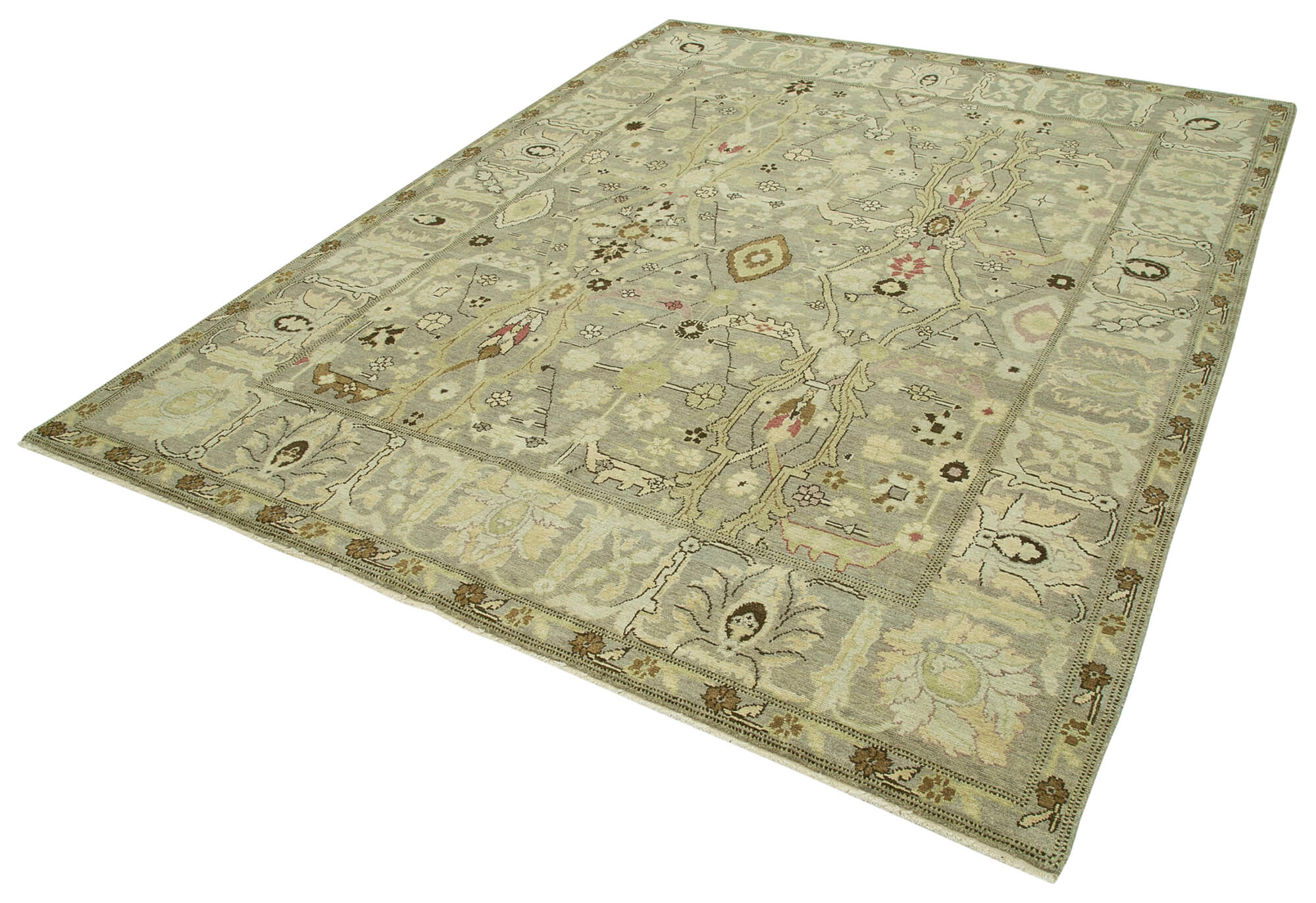 Collection of 7' 10'' x 9' 10'' Hand-Knotted Oushak Rug in a gallery layout