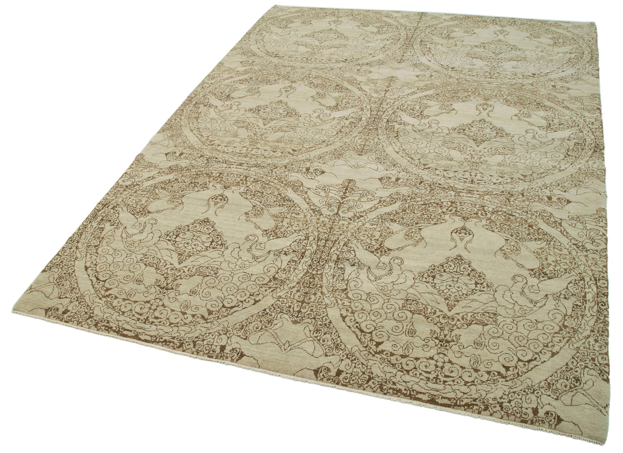 Collection of 6' x 8' 11'' Hand-Knotted Oushak Rug in a gallery layout