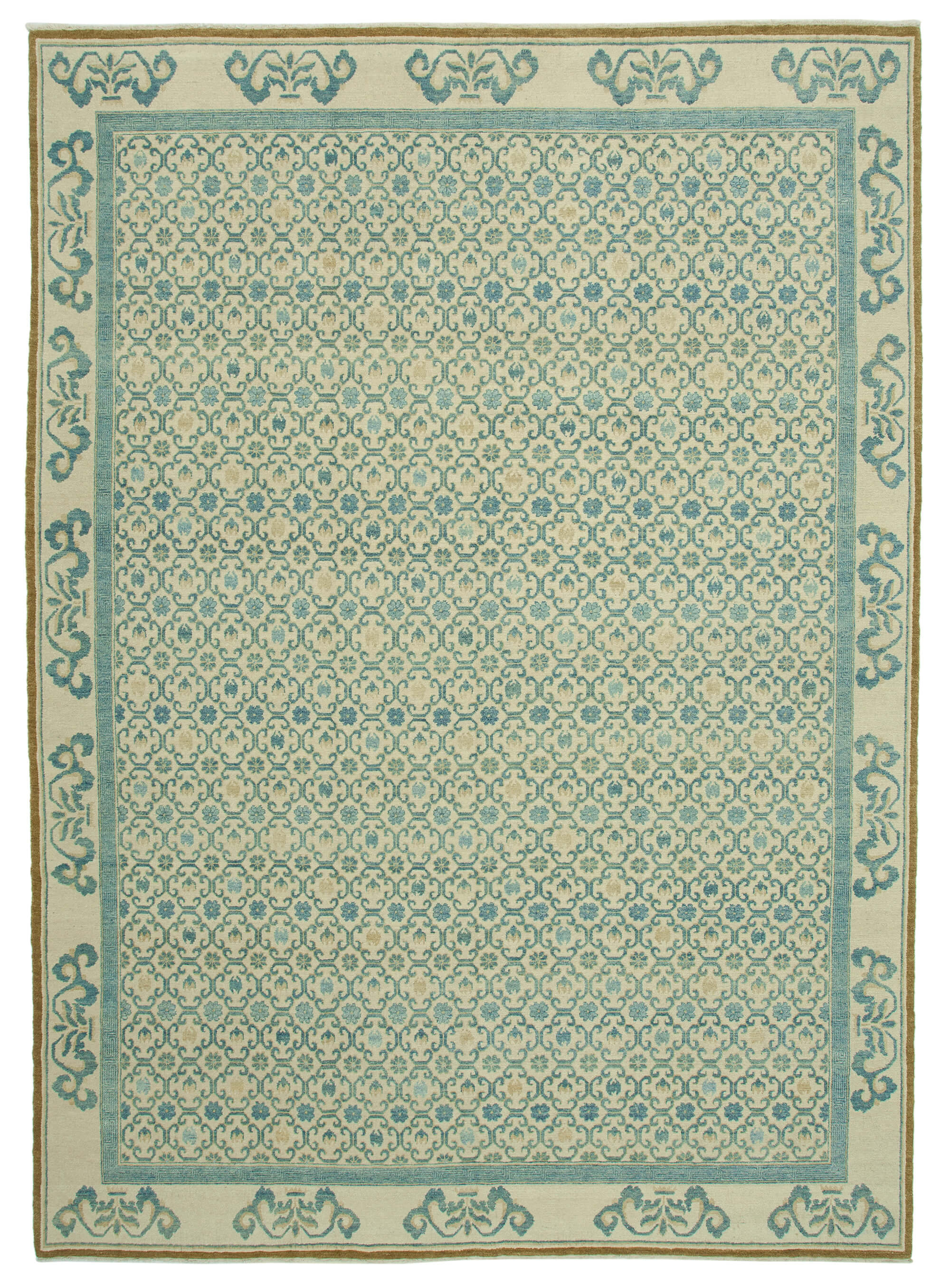 Collection of 9' 11'' x 13' 11'' Hand-Knotted Oushak Rug in a gallery layout