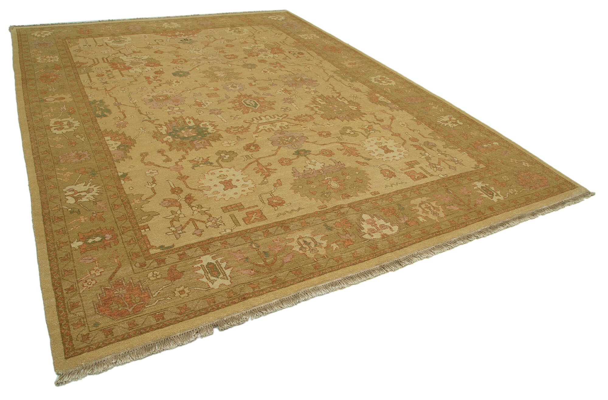 Collection of 8' 11'' x 12' 0'' Hand-Knotted Oushak Rug in a gallery layout